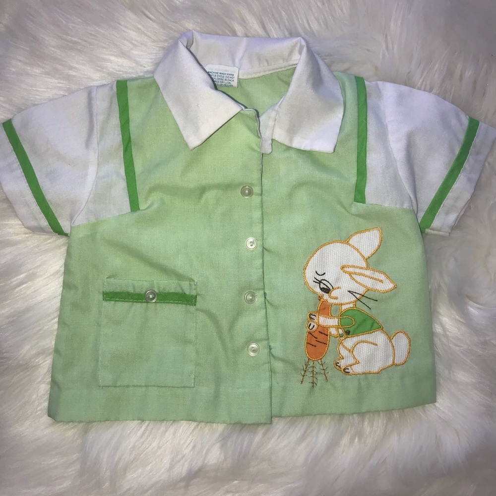 Vintage Easter button down baby top 3-6 months